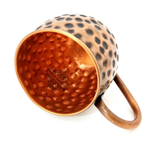 Copper black hammered mug top view showing rim and interior — Indian Art Villa