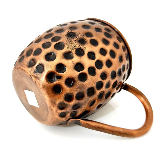Copper black hammered mug close-up handle detail — Indian Art Villa