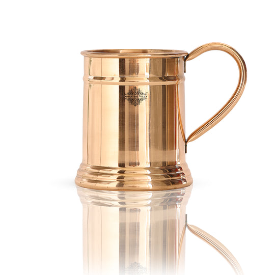 Pure Copper Handmade Mirror Line Design Moscow Mule Beer Mug with Copper Handle