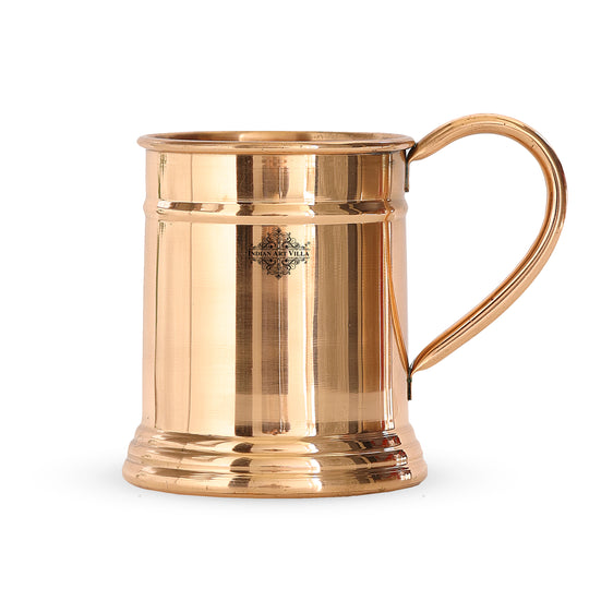 Pure Copper Handmade Mirror Line Design Moscow Mule Beer Mug with Copper Handle