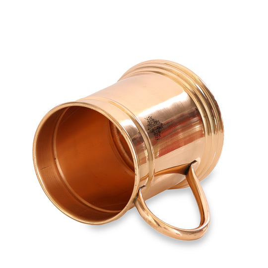 Pure Copper Handmade Mirror Line Design Moscow Mule Beer Mug with Copper Handle