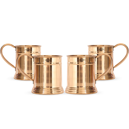 Pure Copper Handmade Mirror Line Design Moscow Mule Beer Mug with Copper Handle