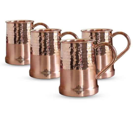 Copper Moscow Mule mug with hammered top and handle by Indian Art Villa, perfect for cocktails, mocktails, and luxury drinkware.