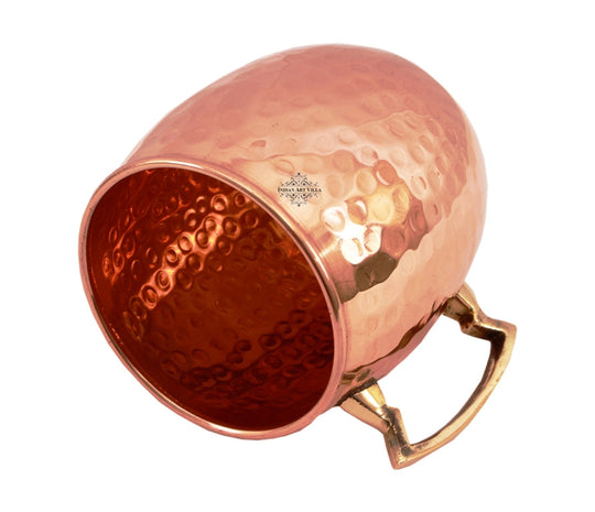 Copper round hammered Moscow Mule mug set of 2 side view — Indian Art Villa