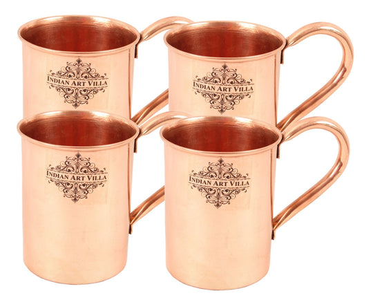 Pure copper plain design Moscow Mule mug set of 4, 415 ML — Indian Art Villa