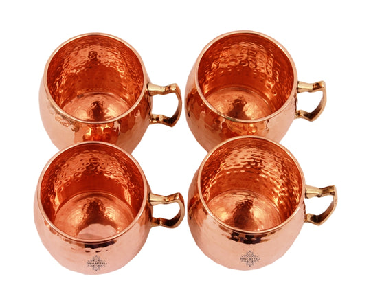Copper Nickel Hammered Moscow Mule Mug Set of 4 – 530 ML
