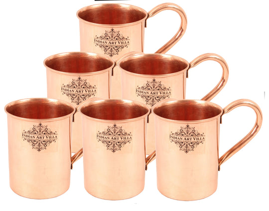 Pure copper hammered Moscow Mule mug set of 6, 415 ML — Indian Art Villa
