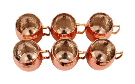 Copper nickel hammered mug set close-up showing textured surface — Indian Art Villa