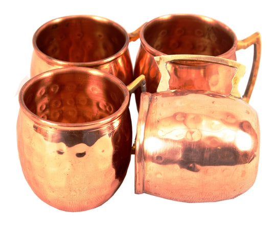 Pure Copper Hammered Moscow Mule Mug Set of 4 – 415 ML