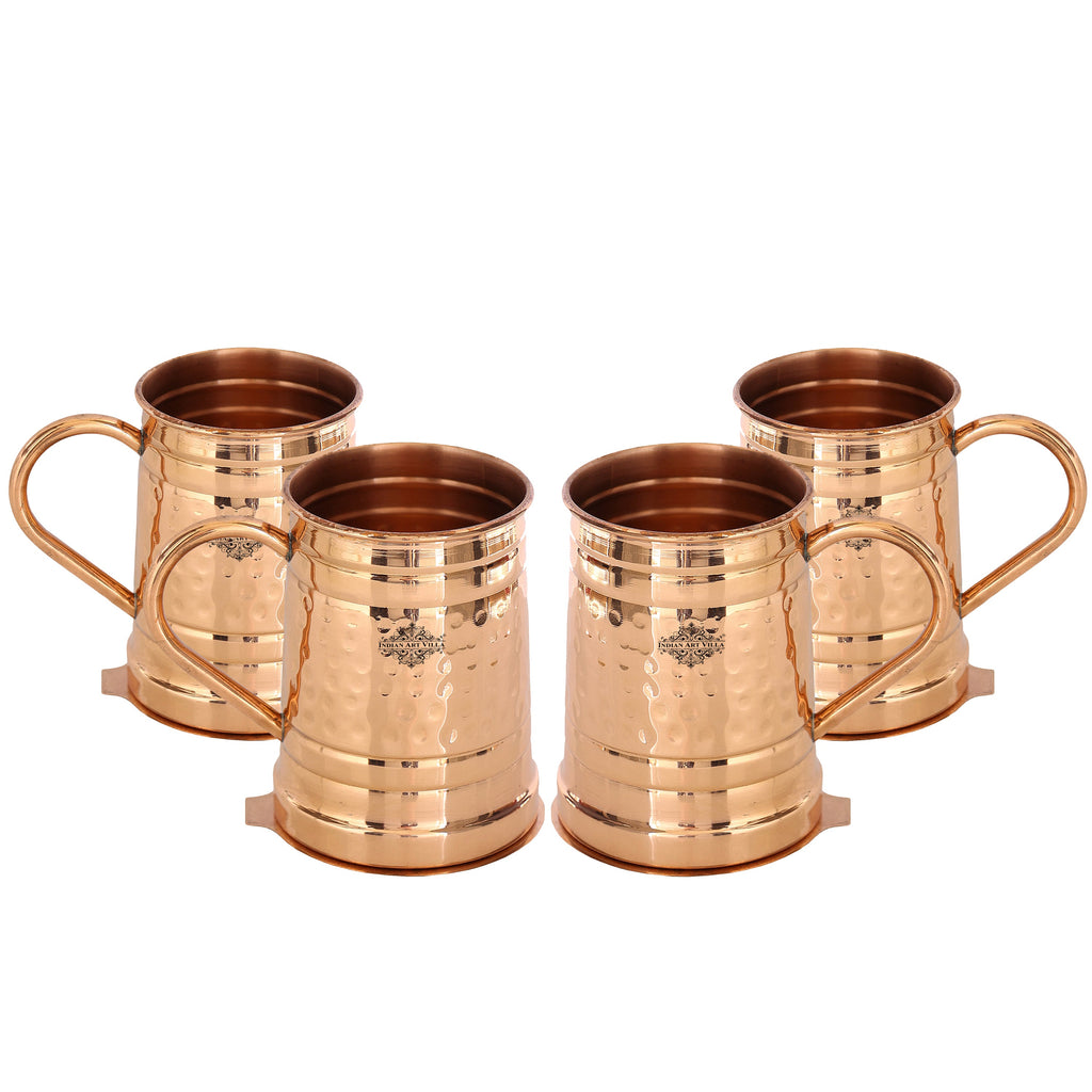 Copper Hammered Design Big Moscow Mule Mug with Coaster