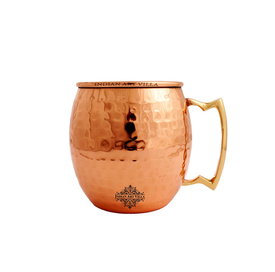 Hammered Copper Mug with Coaster – 530 ML (Set of 2)