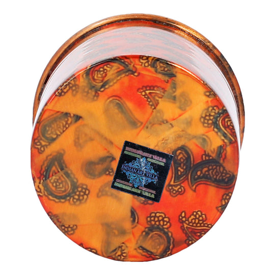 Pure Copper Jug with Glass – Printed Red Design