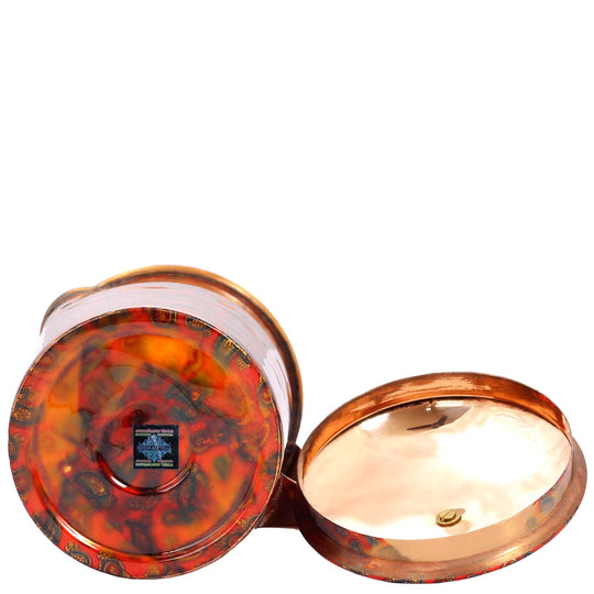 Pure Copper Jug with Glass – Printed Red Design