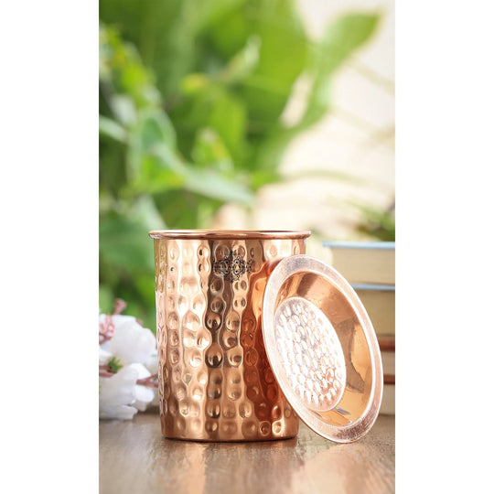 Copper tumbler handcrafted hammered design