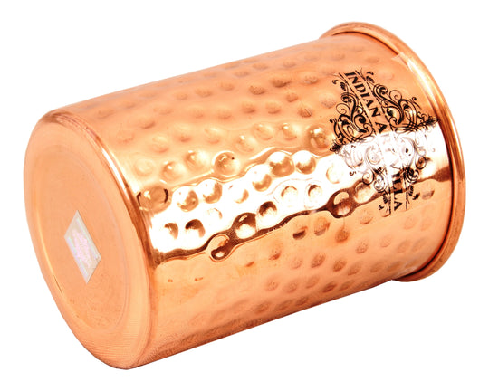 Copper Hammered Set of 1 Jug Pitcher 2100 ML with 1 Glass 250 ML