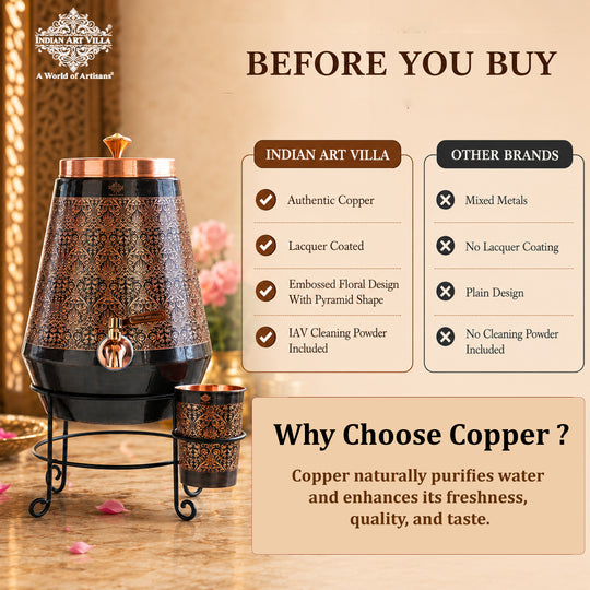 Pure copper water dispenser exquisite design 5000 ML premium — Indian Art Villa