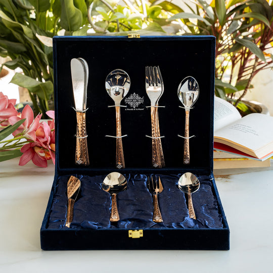 Steel Copper Cutlery Set of 20 pcs with Velver Gift Box