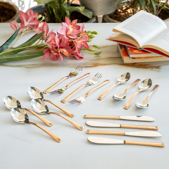 Steel Copper Cutlery Set of 20 pcs with Velver Gift Box