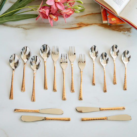 Steel Copper Cutlery Set of 20 pcs with Velver Gift Box