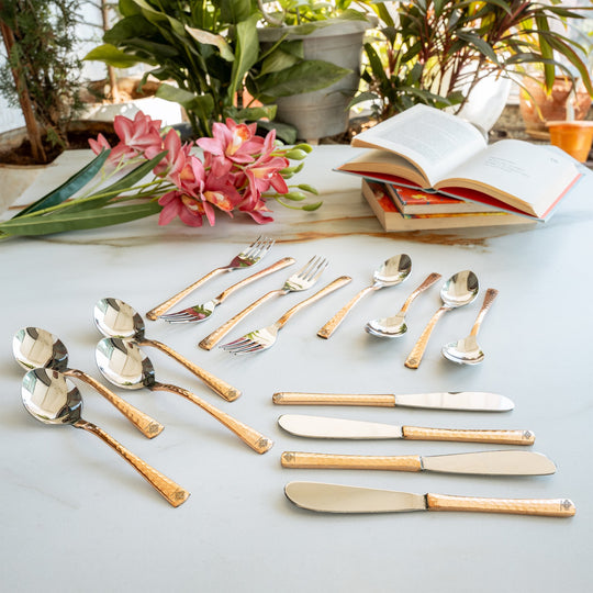 Steel Copper Cutlery Set of 20 pcs with Velver Gift Box