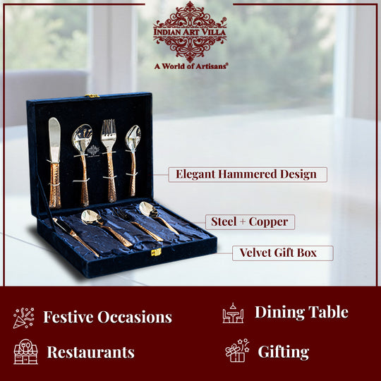 Steel Copper Cutlery Set of 20 pcs with Velver Gift Box