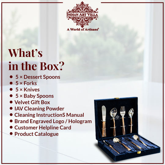 Steel Copper Cutlery Set of 20 pcs with Velver Gift Box