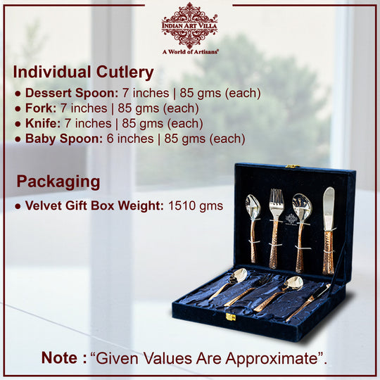 Steel Copper Cutlery Set of 20 pcs with Velver Gift Box