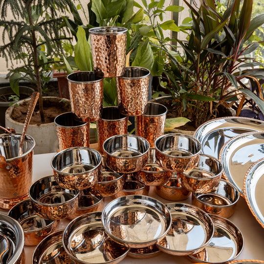Pure Steel Copper 48 Piece Traditional Kitchen Dinner Set