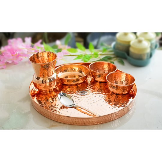 Pure Copper Hammered Design, 6 Pieces Dinner Set