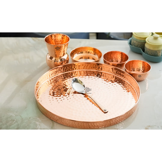 Pure Copper Hammered Design, 6 Pieces Dinner Set