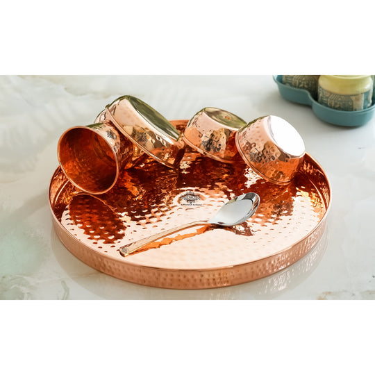 Pure Copper Hammered Design, 6 Pieces Dinner Set