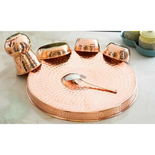 Pure Copper Hammered Design, 6 Pieces Dinner Set