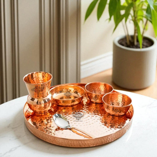 Pure Copper Hammered Design, 6 Pieces Dinner Set