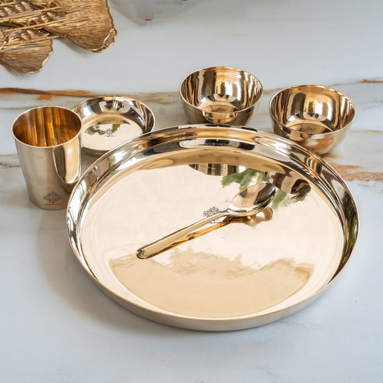 Bronze Thali Set With Mirror Shine Finish 6 Pcs