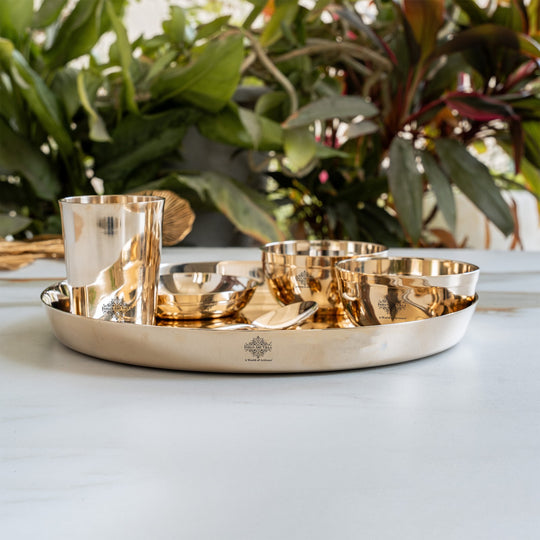 Bronze Thali Set With Mirror Shine Finish 6 Pcs