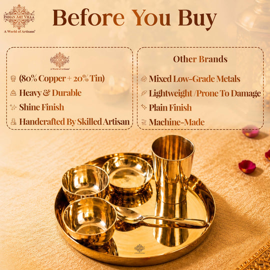 Bronze Thali Set With Mirror Shine Finish 6 Pcs