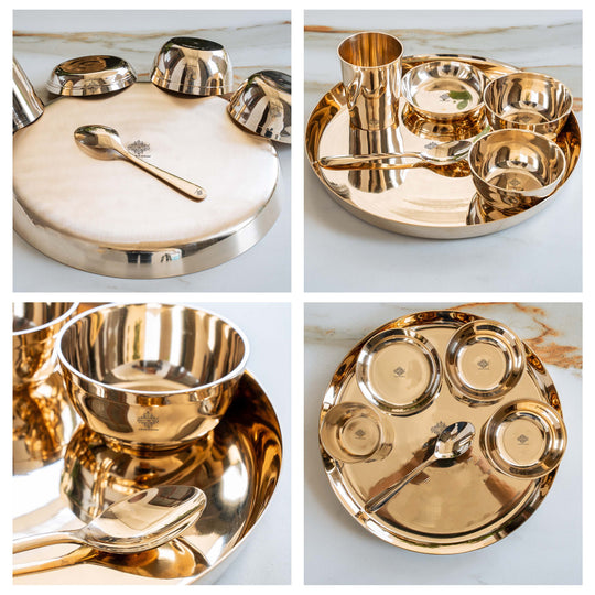 Bronze Thali Set With Mirror Shine Finish 6 Pcs