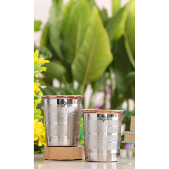 Luxury Fusion Steel-Copper Jug & Tumbler Set – Handmade 3-Piece Wellness Gift for Modern Ayurvedic Living