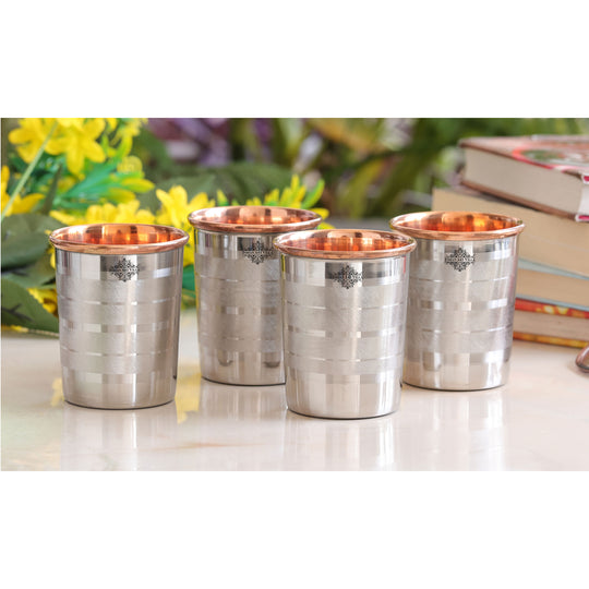 Luxury Fusion Steel-Copper Jug & Tumbler Set – Handmade 5-Piece Wellness Gift for Modern Ayurvedic Living