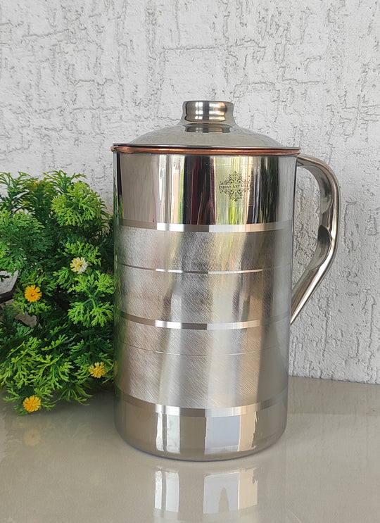 Handmade Pure Steel Copper Jug Pitcher With Glass Tumbler Gift Set