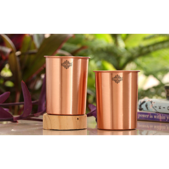 Pure Copper Matt Finish Lacquer Coated Water Bottle & 2 Glass