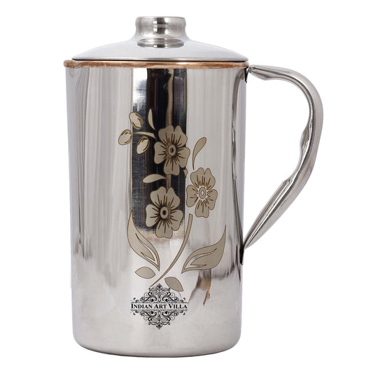 Handmade Pure Steel Copper Jug Pitcher With Glass Tumbler Gift Set
