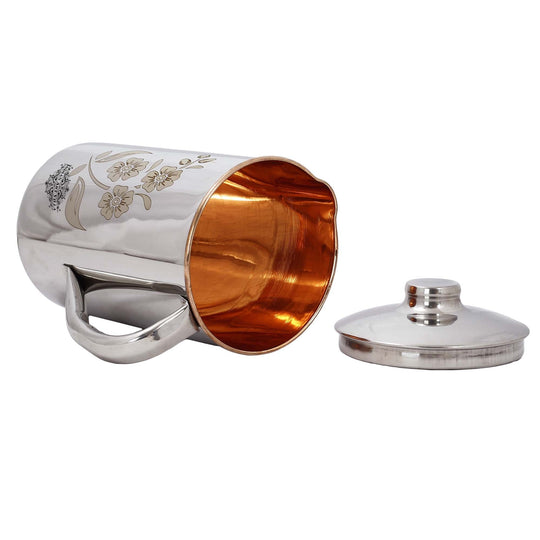 Handmade Pure Steel Copper Jug Pitcher With Glass Tumbler Gift Set