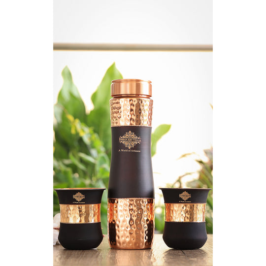 Personalized Copper Silk Finish Bottle & Glass Gift Set