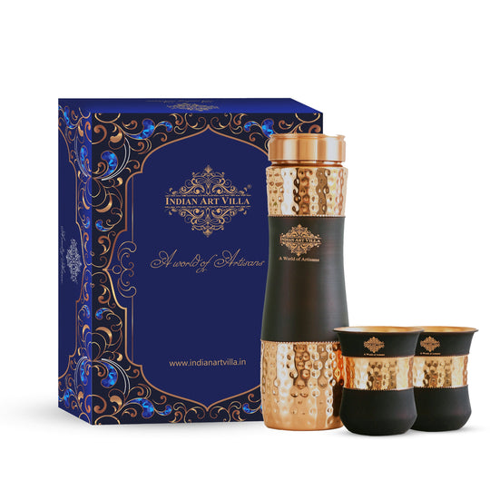 Personalized Copper Silk Finish Bottle & Glass Gift Set