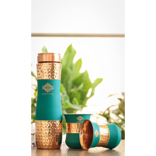 Personalized Copper Silk Finish Bottle & Glass Gift Set