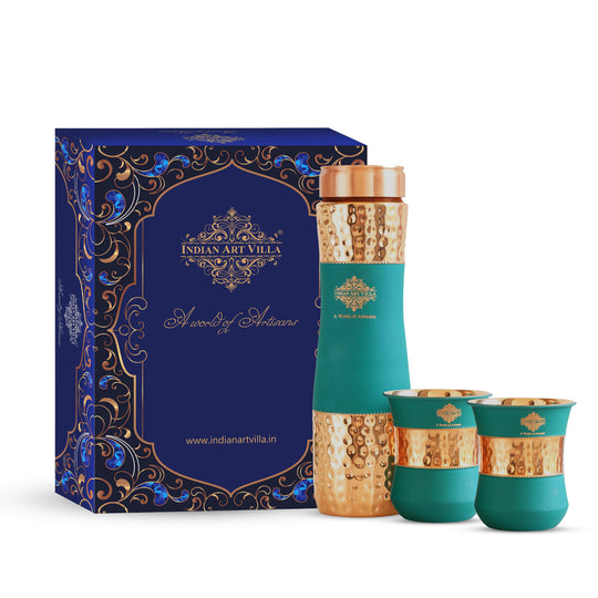 Personalized Copper Silk Finish Bottle & Glass Gift Set