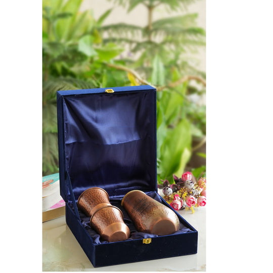 Pure Copper Drinkware Gift Set of Copper Bedroom Bottle & Copper Glass