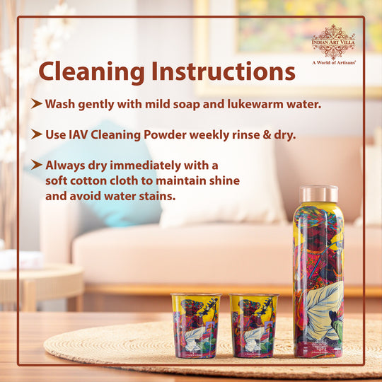 Rajasthani Meena Print Copper Bottle & Glass Set