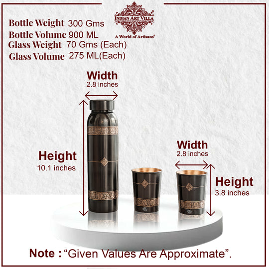 Pure Copper Drinkware Gift Set- Antique Finish Embossed Design
